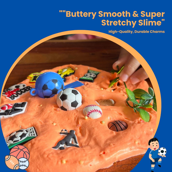 Sports Stars Slime Jar Kit – Grab & Go Sensory Slime with Sports Charms for Kids