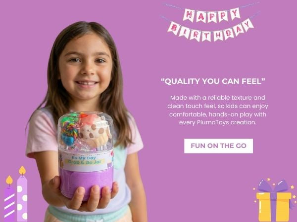 Happy Birthday Purple Slime Jar Kit – Grab & Go Sensory Slime Party Favor with Themed Charms for Kids