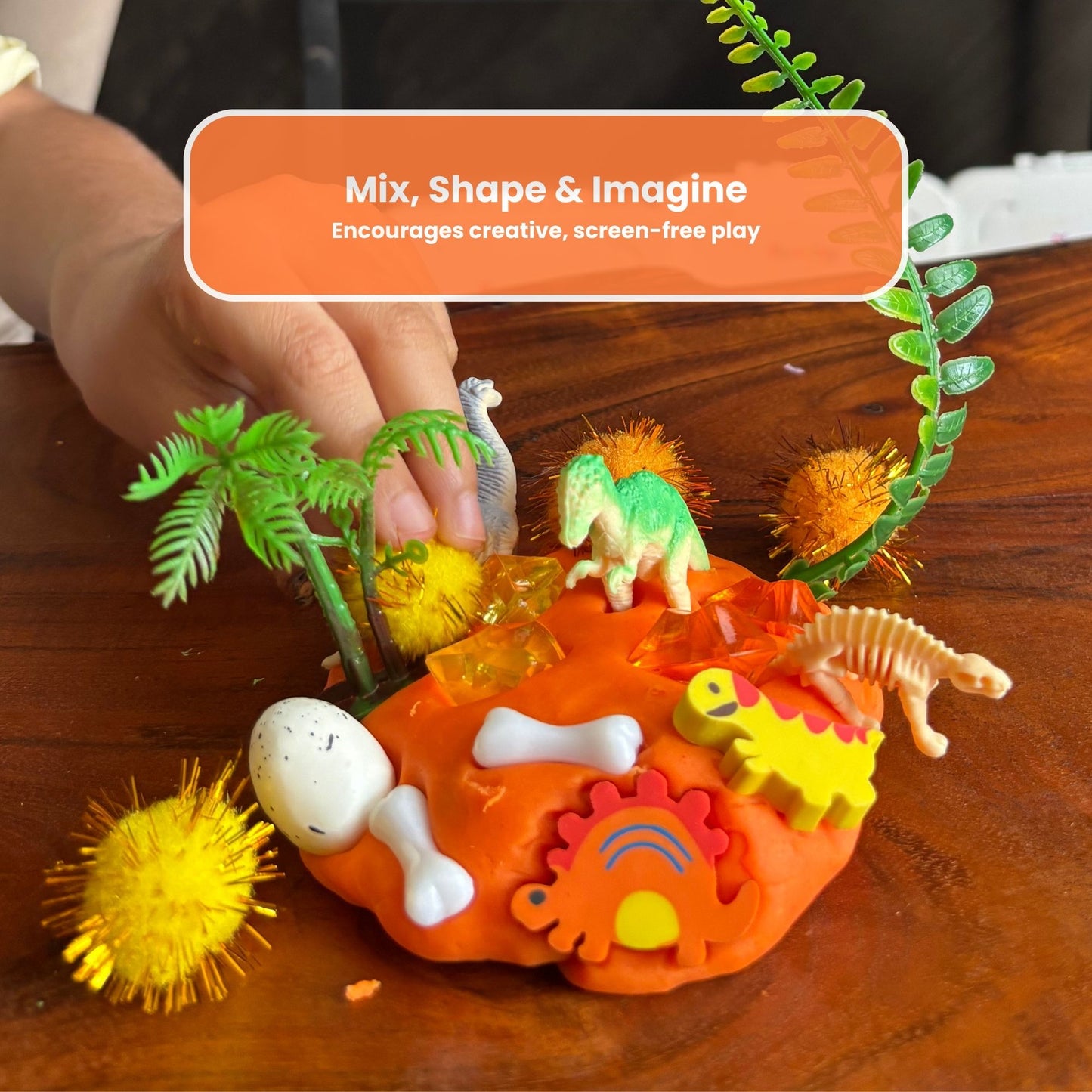 Prehistoric Sensory Dough Jar Kit for Kids - Travel Activity with Ancient Creature Figures & Charms - Fun Party Favor (DinoDough)