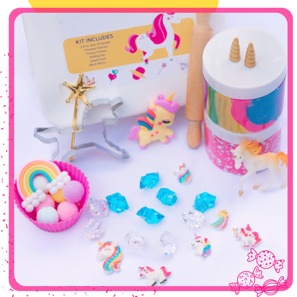 Unicorn Sensory Dough Kit for Kids – 2 Colorful Dough Jars with Charms, Tools – Sensory Toy, Arts and Crafts, Screen-Free Indoor Activity for Girls and Boys, Ages 3+ (Unicorn Theme)