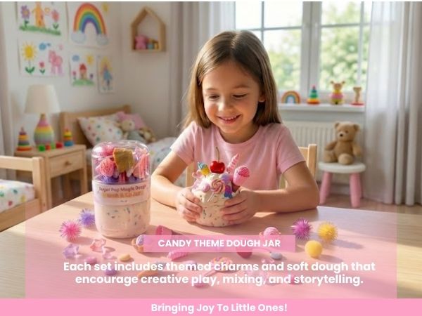 Candy Shop Sensory Dough Jar Kit for Kids - Pretend Play Activity with Sweet Treat Charms & Sprinkles - Travel Toy & Party Favor (Candy Shop)