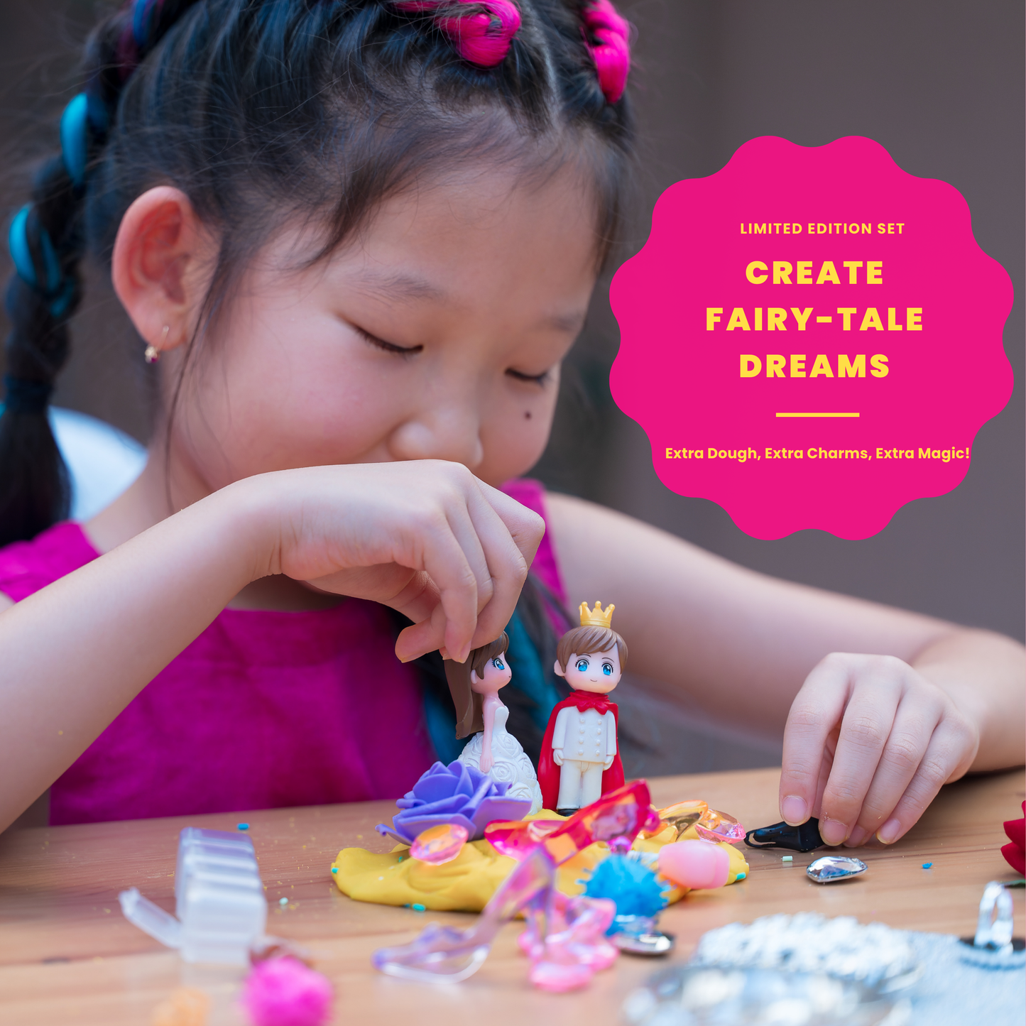 Princess Sensory Dough Kit – 3 Soft Dough Jars with Royal Charms & Tools – Creative Toys for Kids Ages 3-6, Screen-Free Indoor Activity for Girls and Boys