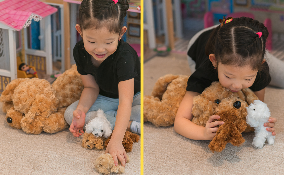 7 year old boy deals playing with stuffed animals