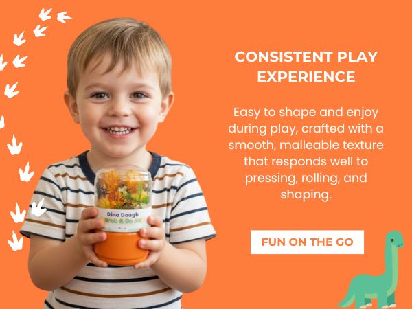 Prehistoric Sensory Dough Jar Kit for Kids - Travel Activity with Ancient Creature Figures & Charms - Fun Party Favor (DinoDough)