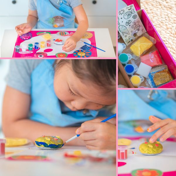 PlumoToys® Rock Painting Kit for Kids - Arts and Crafts for Girls & Boys Ages 6-12 - Craft Kits Art Set Supplies for Painting Rocks - Best Tween Paint Gift, Kids Activities Age 4 5 6 7 8 9 10