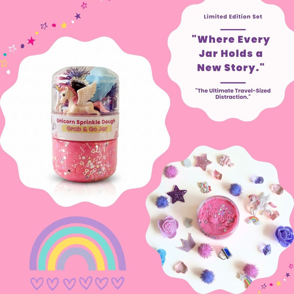 Unicorn Sensory Dough Jar Kit for Kids - Magical Activity with Mythical Charms & Sparkles - Travel Toy & Party Favor (Unicorn Sprinkle)