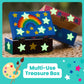 PlumoToys All-In-One DIY Wooden Treasure Box Painting Kit for Kids -Gift for Boys and Girls of All Ages, Use as Memory box Halloween box Jewelry box