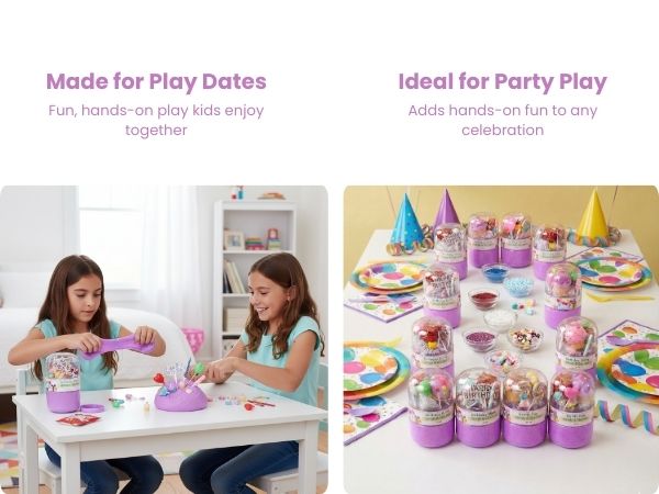 Happy Birthday Purple Slime Jar Kit – Grab & Go Sensory Slime Party Favor with Themed Charms for Kids