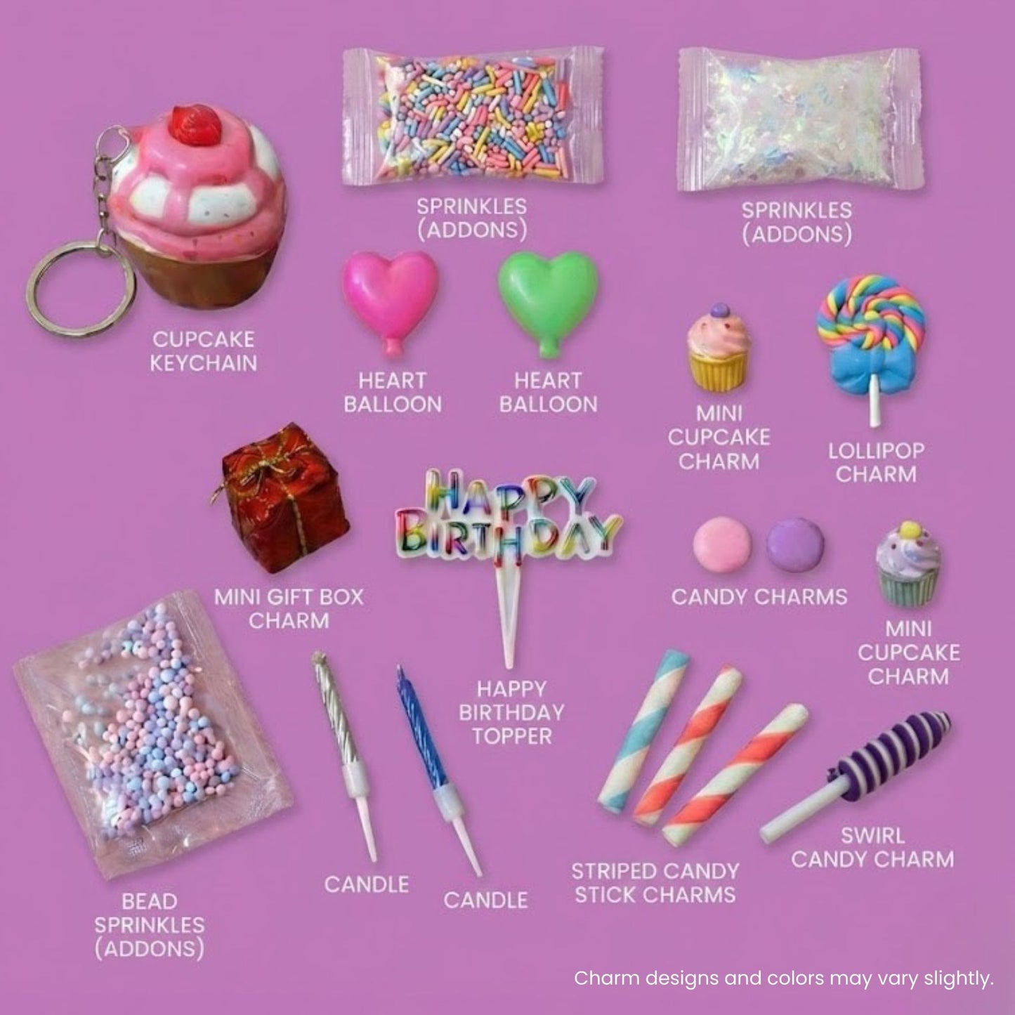Happy Birthday Purple Slime Jar Kit – Grab & Go Sensory Slime Party Favor with Themed Charms for Kids