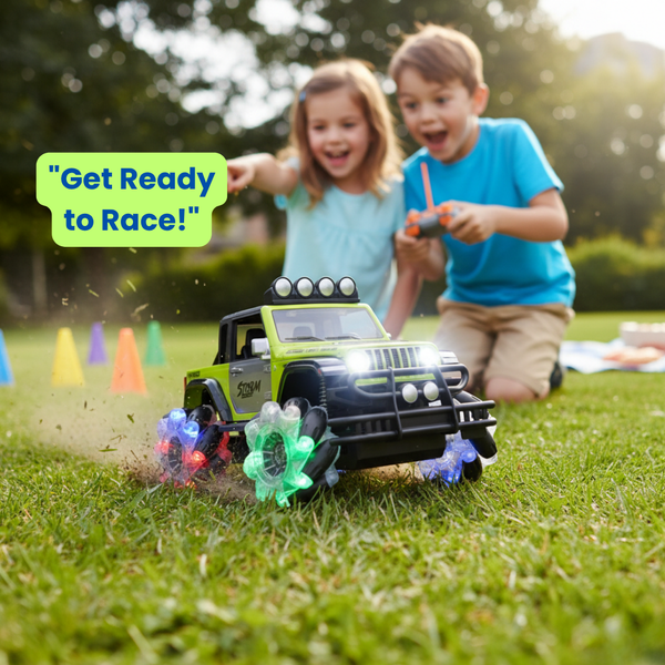 RC Stunt Drift Truck with LED Light-Up Wheels – 360° Rotation All-Terrain Remote Control Crawler Off-Road Vehicle Toy for Kids