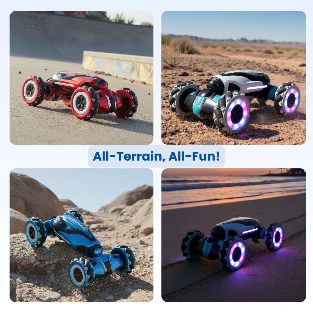 RC Deformation Stunt Car with Light Smoke & Gesture Control – Double-Sided 360° Flips Premium Remote Control Car Toy for Kids