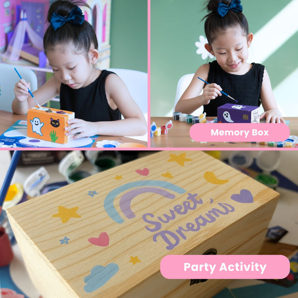 PlumoToys All-In-One DIY Wooden Treasure Box Painting Kit for Kids -Gift for Boys and Girls of All Ages, Use as Memory box Halloween box Jewelry box