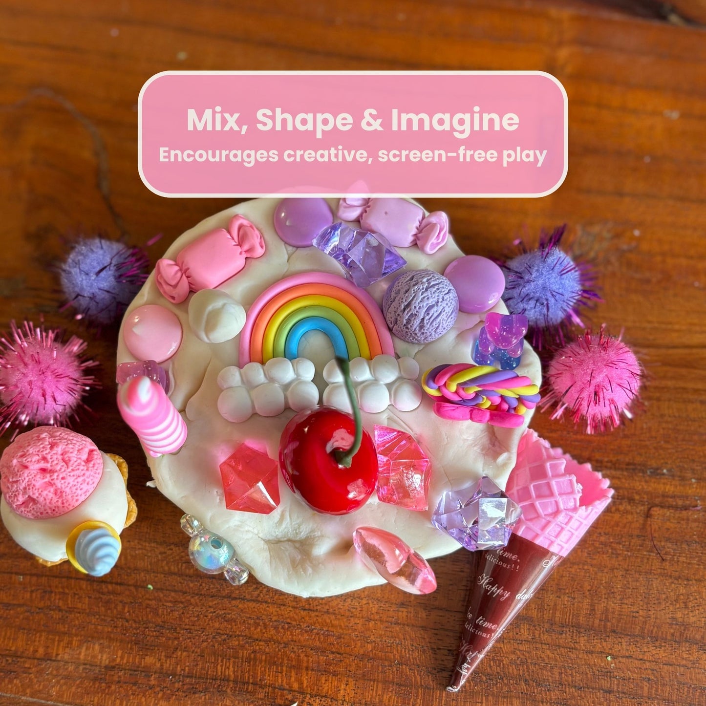 Candy Shop Sensory Dough Jar Kit for Kids - Pretend Play Activity with Sweet Treat Charms & Sprinkles - Travel Toy & Party Favor (Candy Shop)