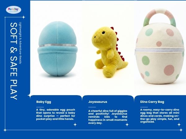 Dino Egg Plush Toy Set with Handle – Includes 1 Large Dinosaur Egg, 4 Baby Dino Toys & Emotional Support Cards | First Words Flashcards for Babies & Toddlers | Soft Comfort Toy Gift (Dinosaur)