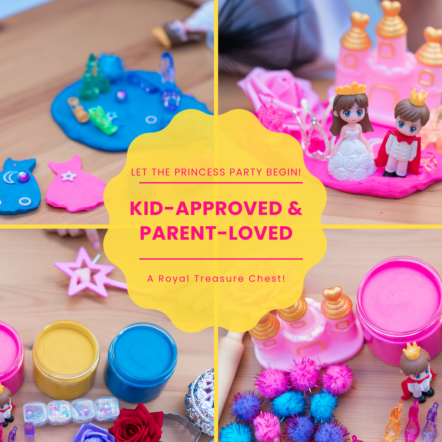 Princess Sensory Dough Kit – 3 Soft Dough Jars with Royal Charms & Tools – Creative Toys for Kids Ages 3-6, Screen-Free Indoor Activity for Girls and Boys