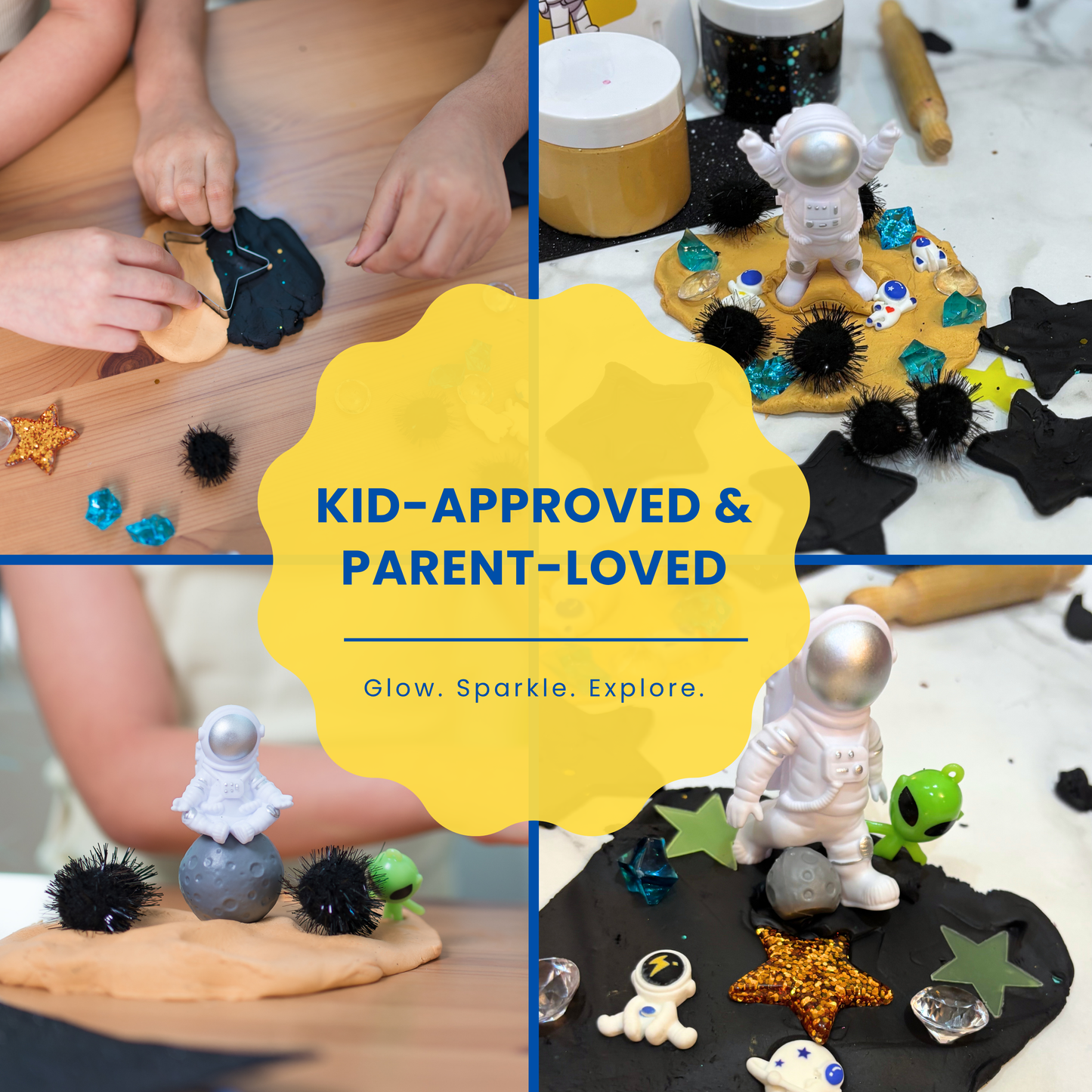 Space Sensory Dough Kit for Kids – 2 Galactic Dough Jars with Space Charms, Tools – Sensory Toy, Arts and Crafts, Indoor Activity for Girls and Boys Ages 3+(Space Theme)