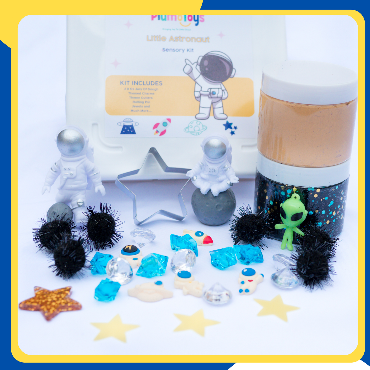 Space Sensory Dough Kit for Kids – 2 Galactic Dough Jars with Space Charms, Tools – Sensory Toy, Arts and Crafts, Indoor Activity for Girls and Boys Ages 3+(Space Theme)