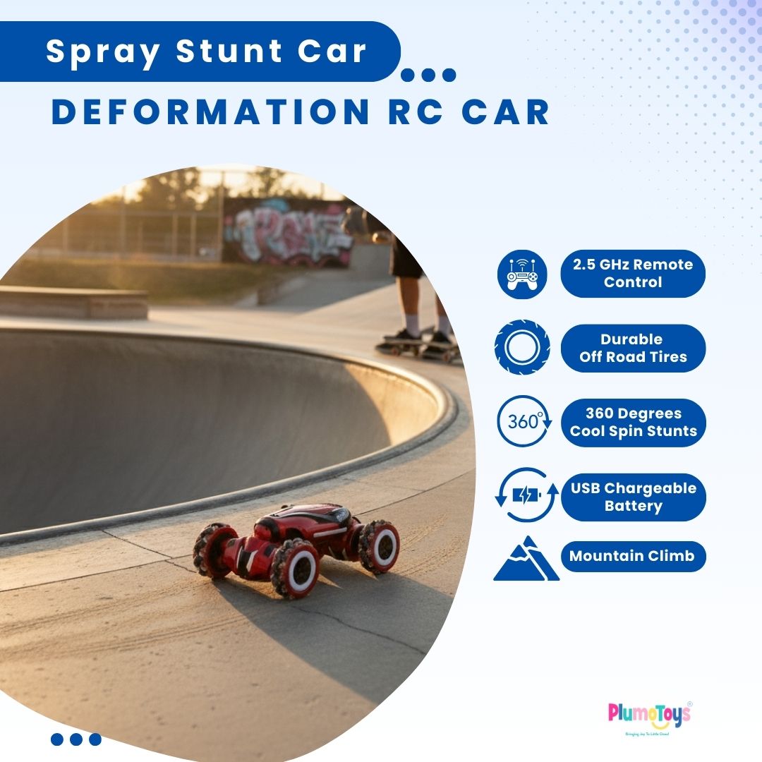 RC Deformation Stunt Car with Light Smoke & Gesture Control – Double-Sided 360° Flips Premium Remote Control Car Toy for Kids