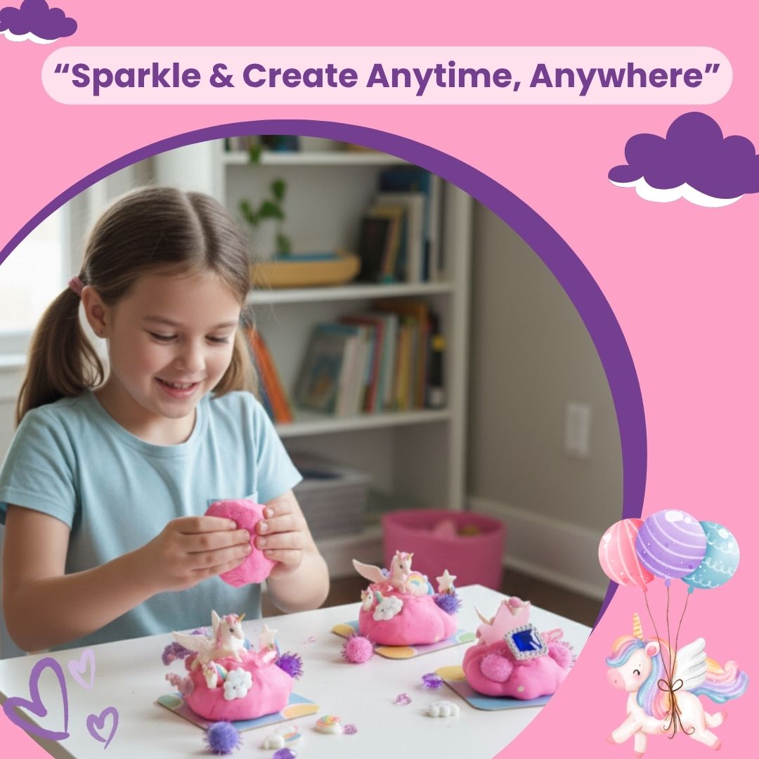 Unicorn Sensory Dough Jar Kit for Kids - Magical Activity with Mythical Charms & Sparkles - Travel Toy & Party Favor (Unicorn Sprinkle)