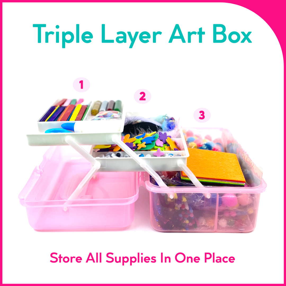 Art Supplies for Kids Craft Art Kit Crafting Set 3 Layered Case Storage Box