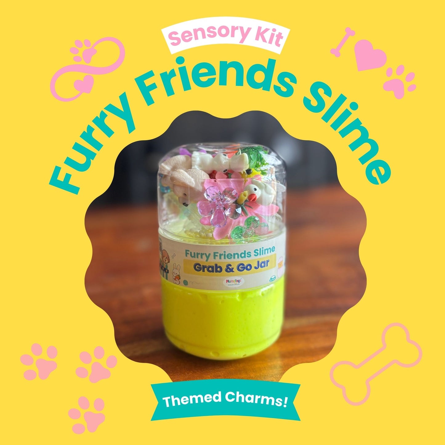 Pet Friends Slime Jar Kit – Grab & Go Sensory Slime with Cute Animal Charms for Kids