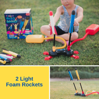 PlumoToys Dual Stomp Rocket Launcher Toy for Kids| Stomp Kids Foam Rockets With 6 Foam Rockets |Shoots Up to 100 Feet|Gift Toys for 3 4 5 6 7 8 9 10 11 Year Old Boys Girls