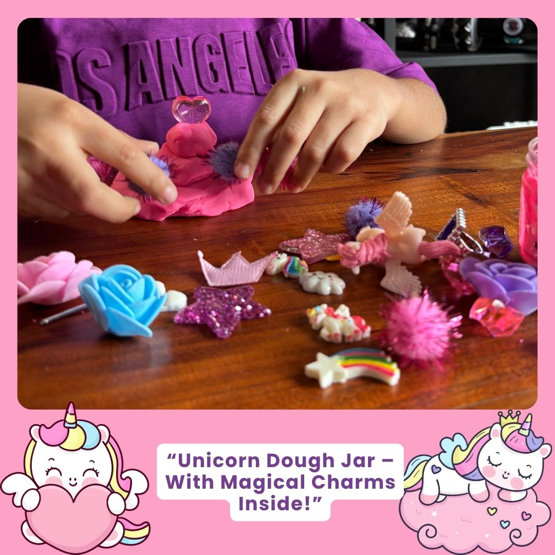 Unicorn Sensory Dough Jar Kit for Kids - Magical Activity with Mythical Charms & Sparkles - Travel Toy & Party Favor (Unicorn Sprinkle)