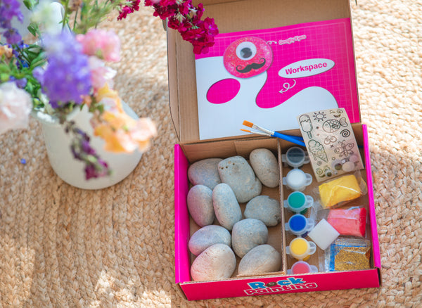 PlumoToys® Rock Painting Kit for Kids - Arts and Crafts for Girls & Boys Ages 6-12 - Craft Kits Art Set Supplies for Painting Rocks - Best Tween Paint Gift, Kids Activities Age 4 5 6 7 8 9 10