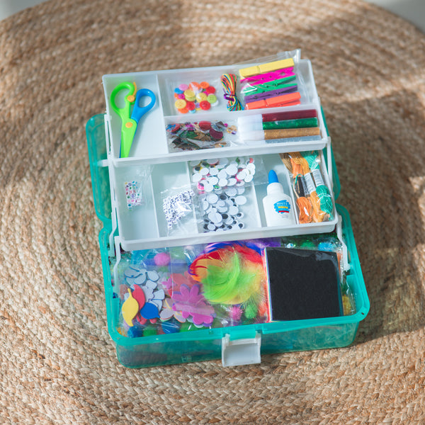 PlumoToys Art & Craft Kit for Kids 1000 PCS DIY Craft Crafting kit Learn Crafts Homeschool Educational Activity Include Storage Organizer Box Caboodle