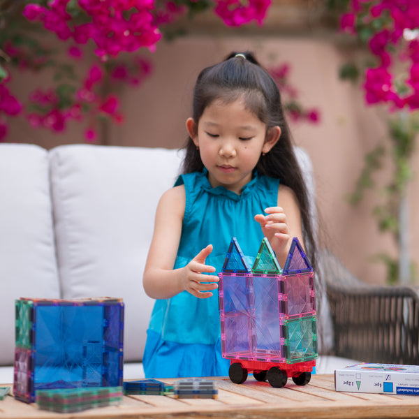 PlumoToys 4 PCs Large Magnetic Base Plate Magnetic tile expanded pack toys for girls boys STEM education building blocks for kids ages 6,7,8,9,10