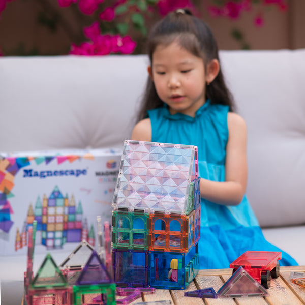 PlumoToys 4 PCs Large Magnetic Base Plate Magnetic tile expanded pack toys for girls boys STEM education building blocks for kids ages 6,7,8,9,10