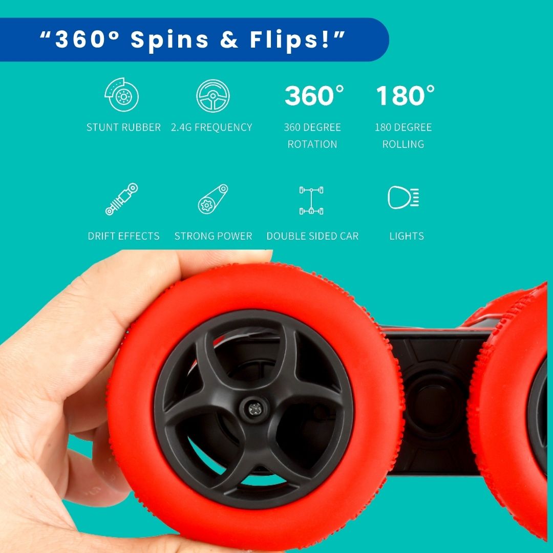 Double Sided RC Stunt Car Toy for Kids – 360° Spinning Drift Vehicle, Remote Control Off-Road Car with Flip Action, All-Terrain Hobby Car for Boys and Girls