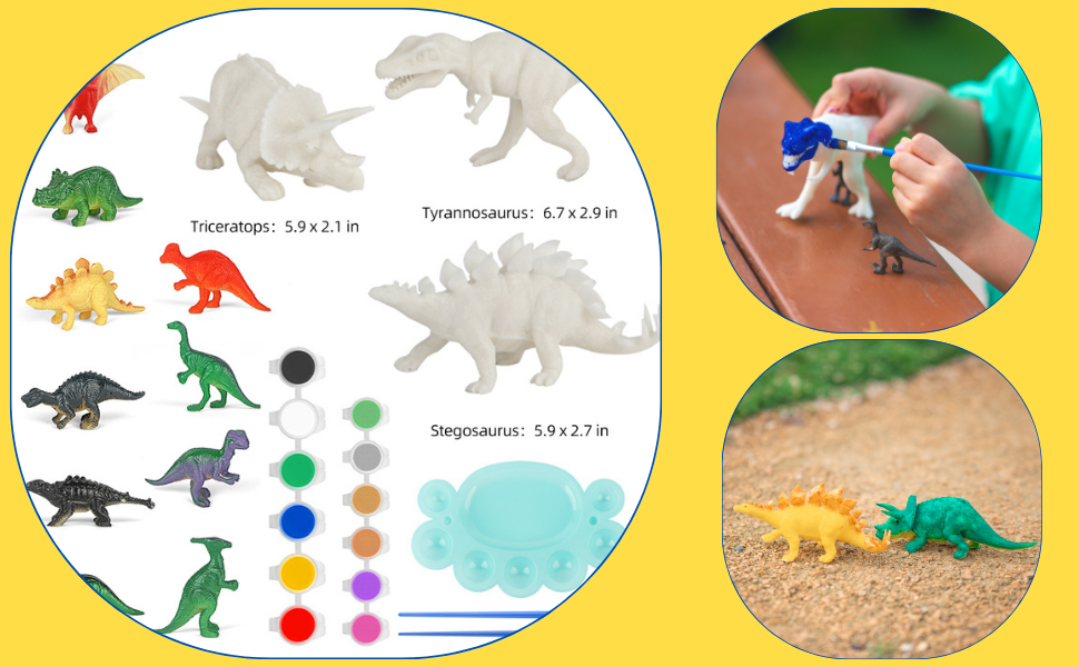 KangoKids Dinosaur Painting Kit for Kids Ages 4-8 with 12 Dinos &  Accessories – Fun & Educational Kids Painting Kit - Paint Your Own Dinosaur  Craft Set - Arts and Crafts for