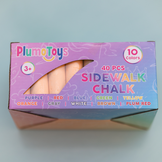 PlumoToys® 40 Pcs Chalk Set 10 colors washable colorful chalk set for school supplies and home sidewalk chalk set toys gift party favor for girls boys 3,4,5,6,7,8,9,10 years ol