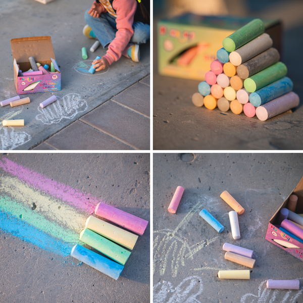 PlumoToys® 40 Pcs Chalk Set 10 colors washable colorful chalk set for school supplies and home sidewalk chalk set toys gift party favor for girls boys 3,4,5,6,7,8,9,10 years ol