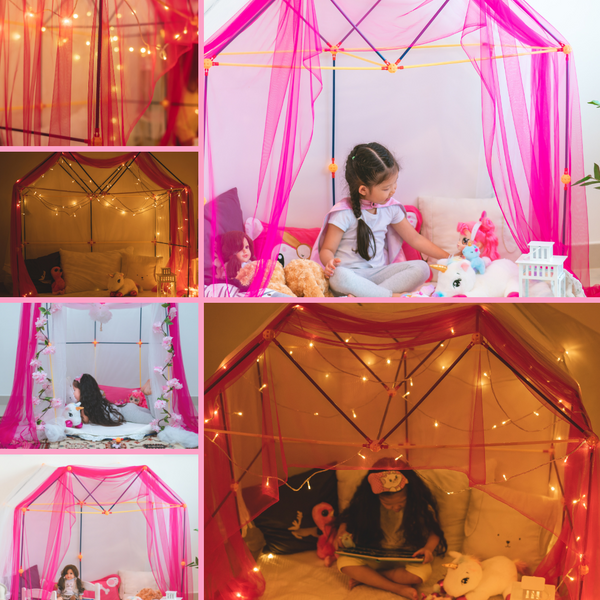 PlumoToys® 90 PCS Fort Building Kit Construction Toys for kids Gift | Build Indoor Outdoors Rocket Ship Play Tent Tower Castles Tunnels Boat Educational STEM toys for Boys Girls Age 5,6,7,8,9,10+