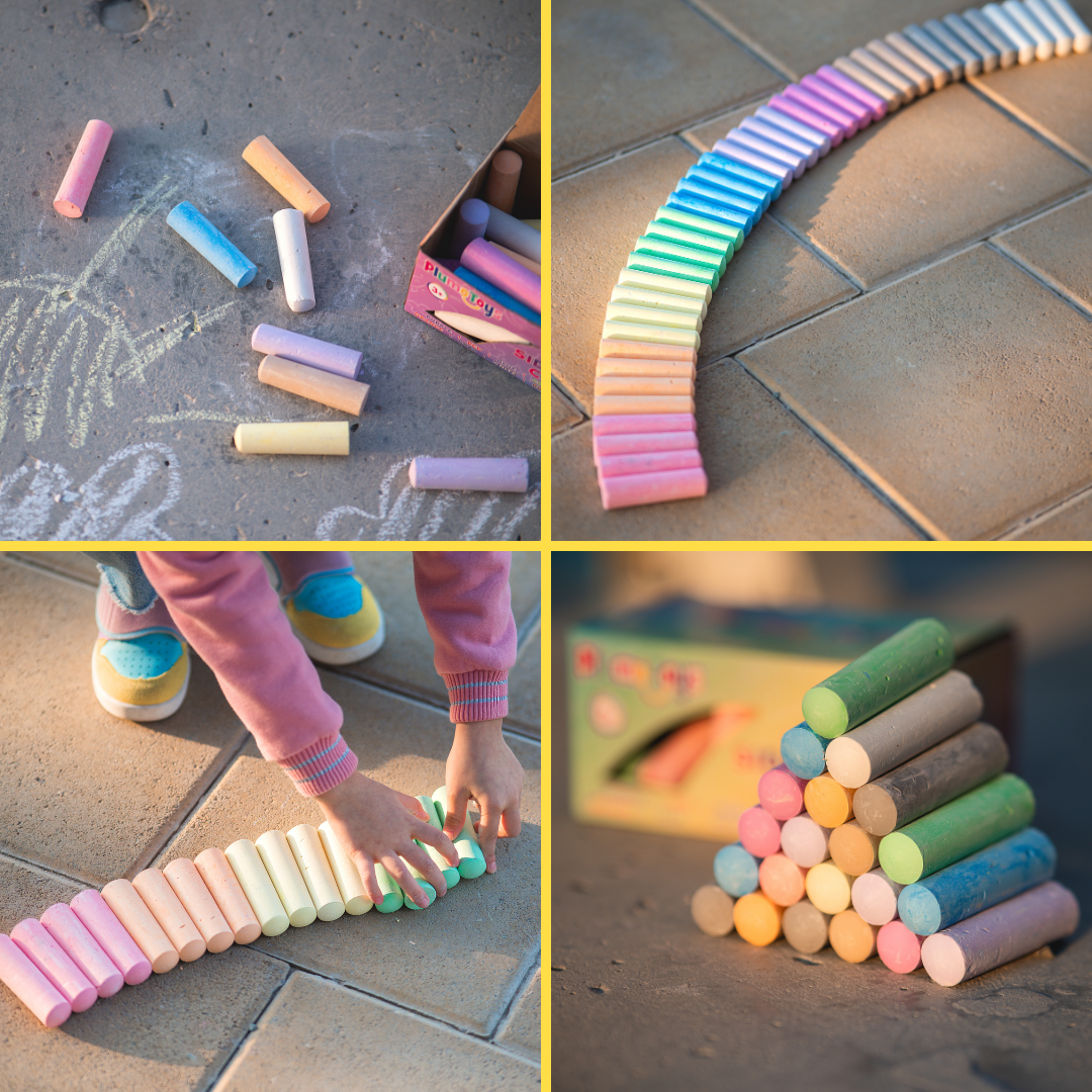 PlumoToys® 20 Pcs Chalk Set 5 beautiful Colors art and craft